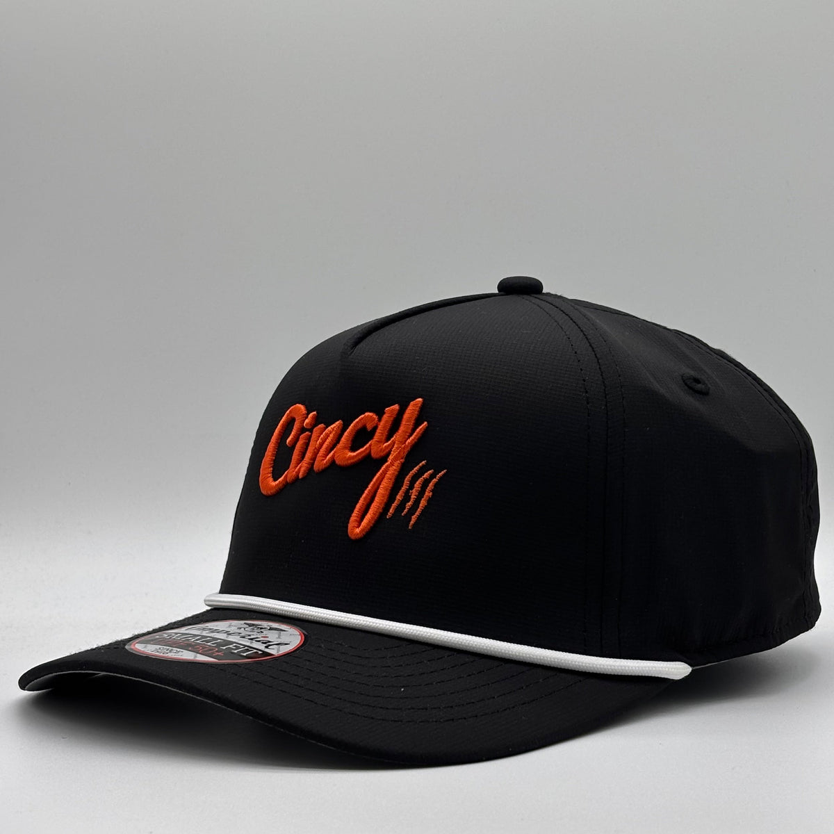Women's 5 Panel Rope Hat - Black w/ Orange