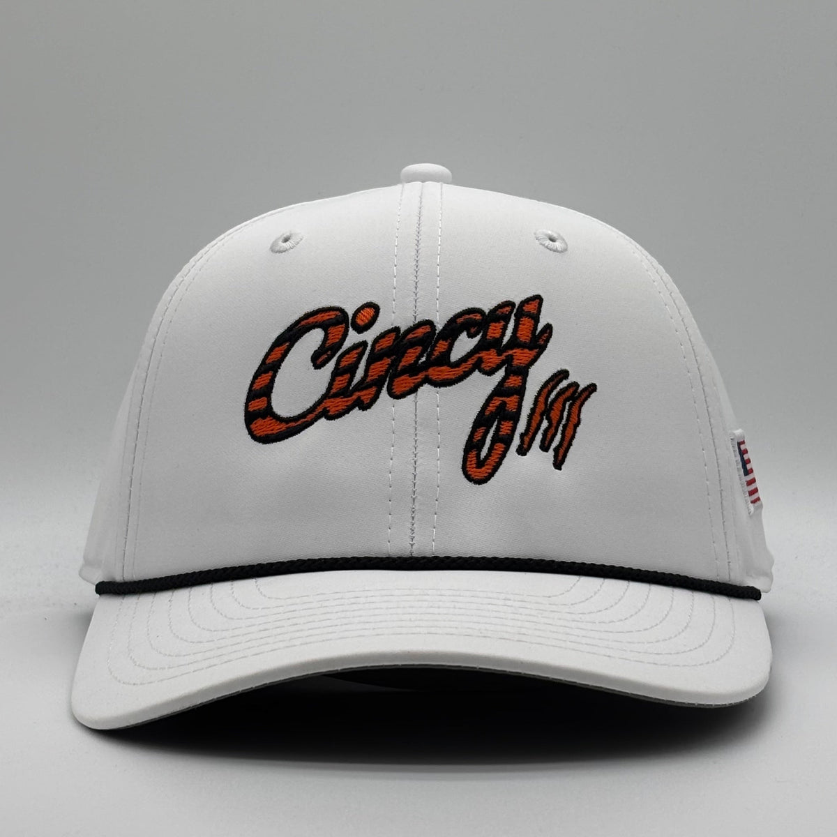 The Striped Cincy - Mid-Crown Rope Hat - White