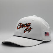The Striped Cincy - Mid-Crown Rope Hat - White