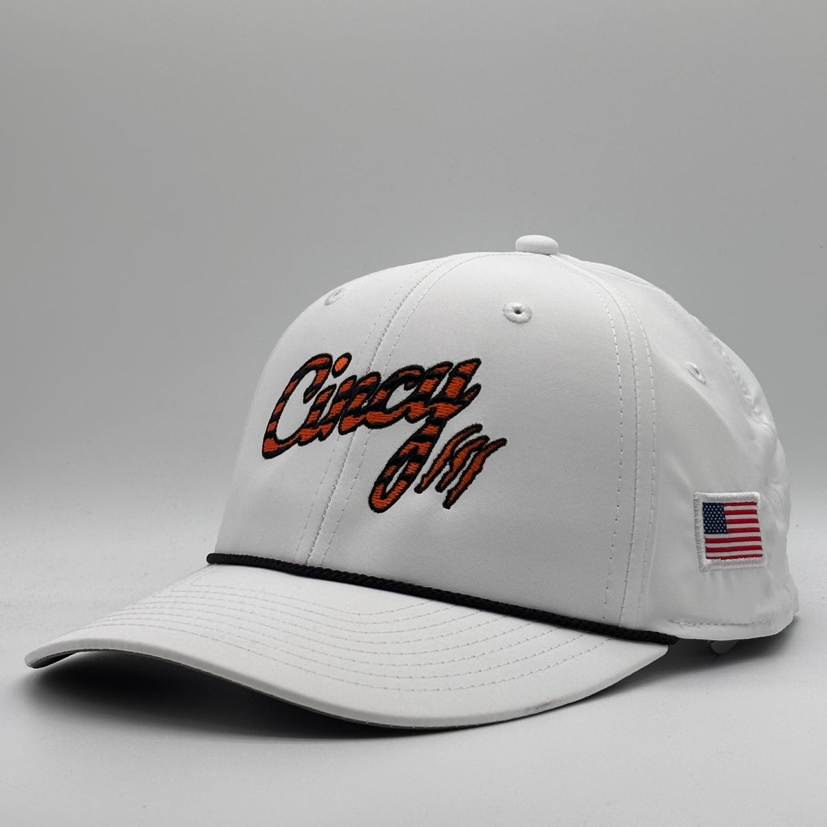 The Striped Cincy - Mid-Crown Rope Hat - White