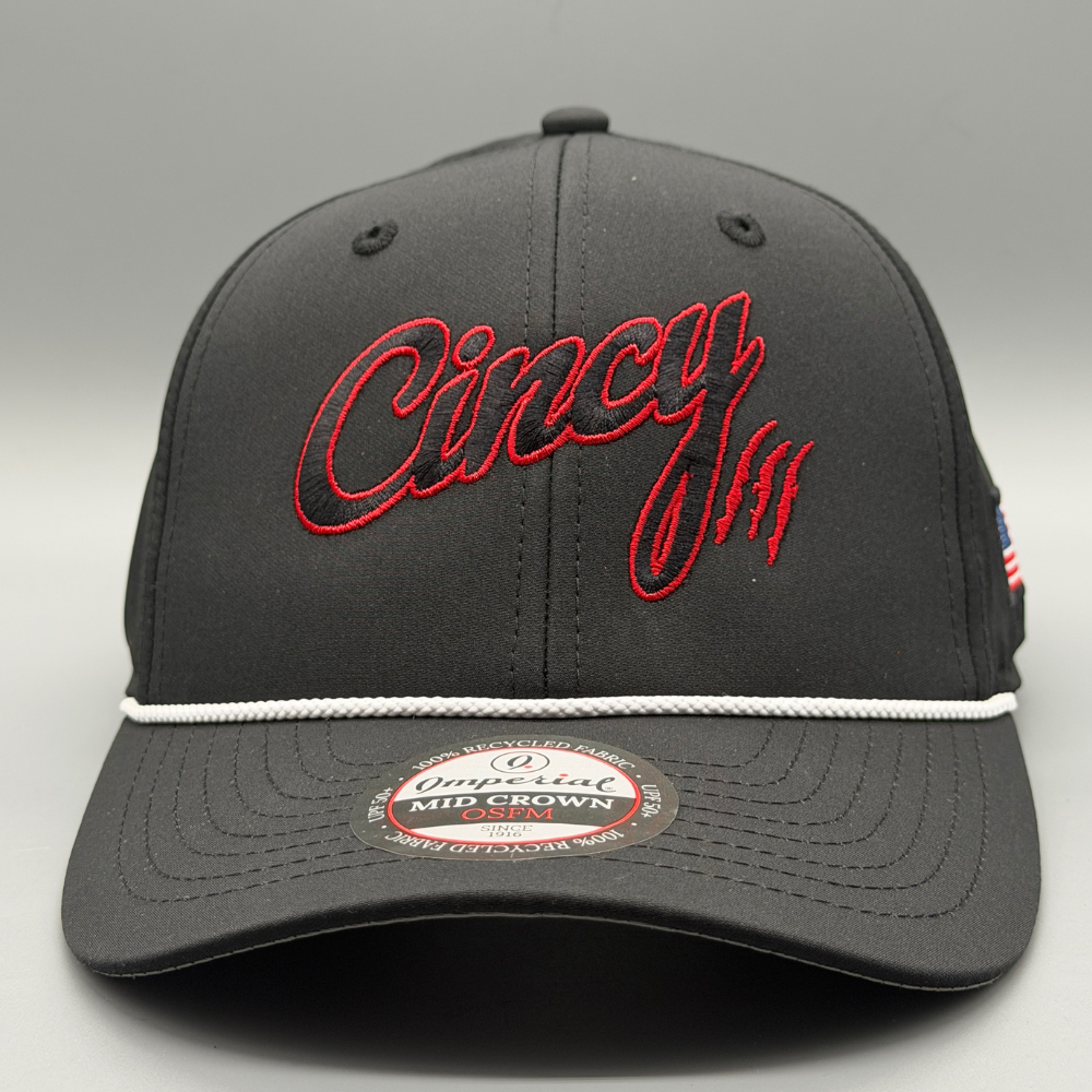 The Jessica - Black and Red Mid-Crown Eclipse Hat