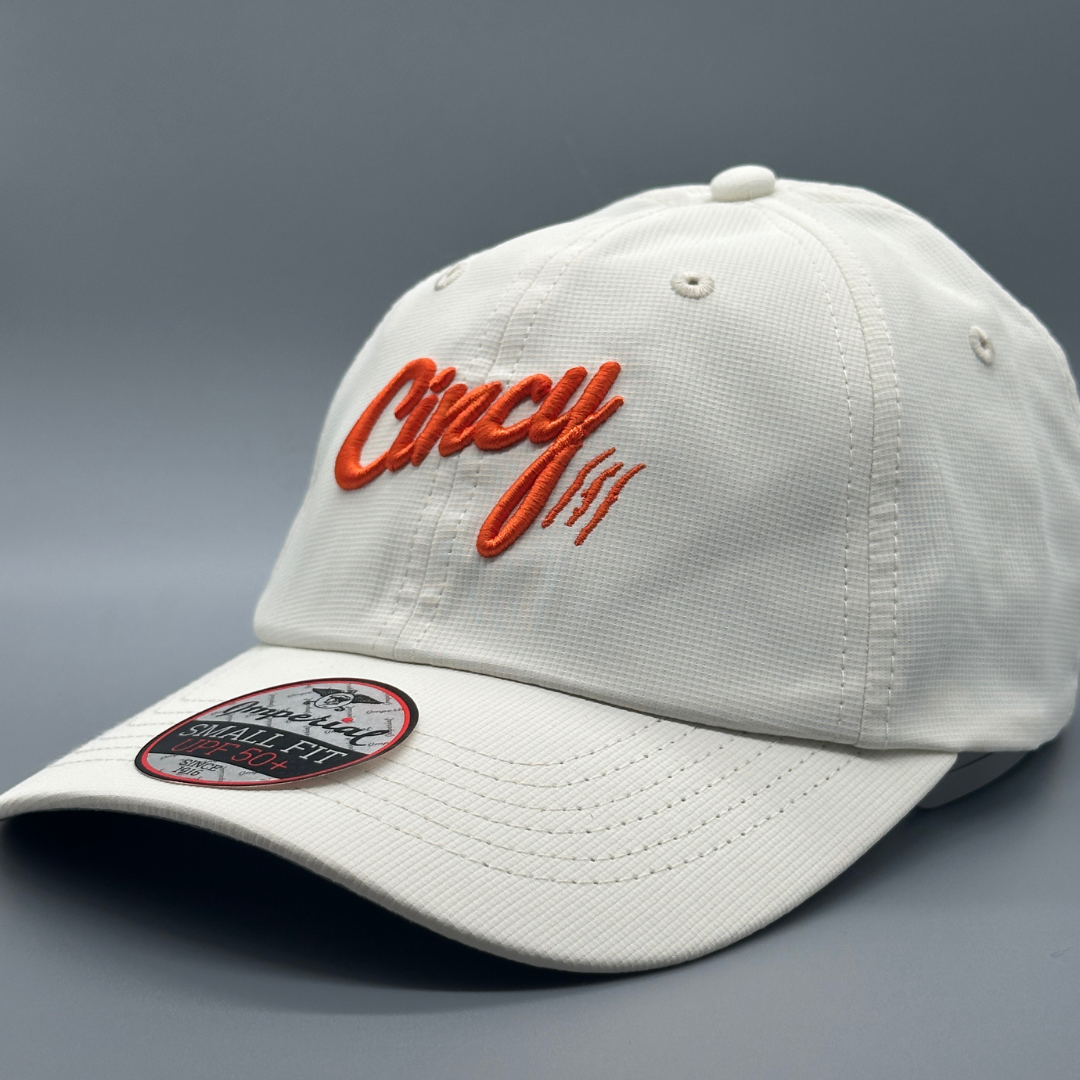 Small Fit - Lightweight Performance - Cream w/ Orange Logo