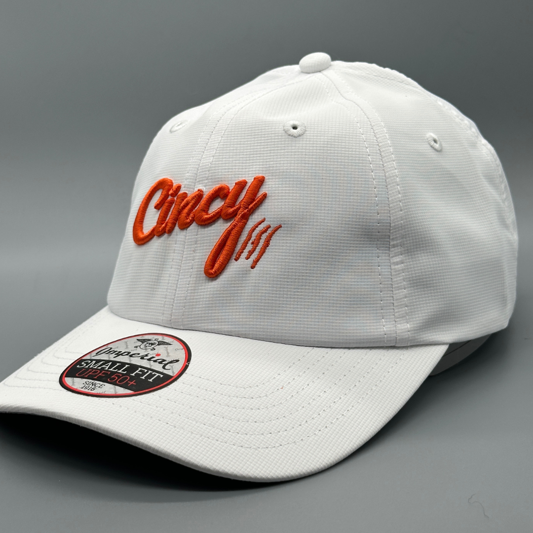 Small Fit - Lightweight Performance - White w/ Orange Logo