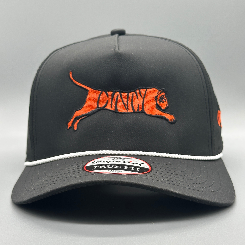 The Leaping Tiger - By Hollis Strunk - Black 5 Panel Rope Hat