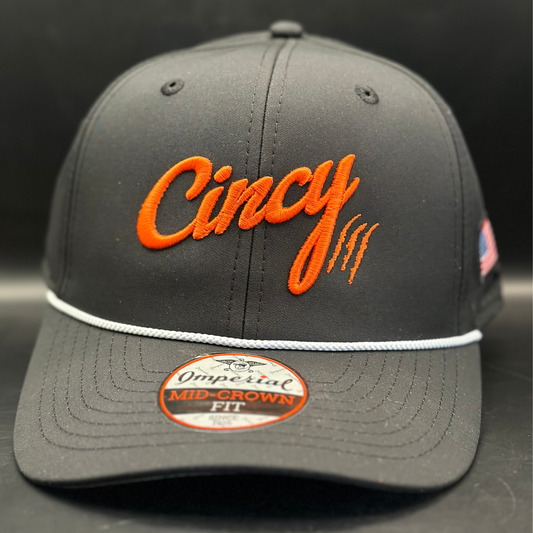 The Luke Combs - Mid-Crown Rope Hat - Black w/ Orange Logo