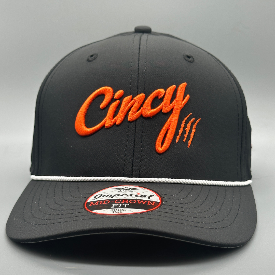 The Luke Combs - Mid-Crown Rope Hat - Black w/ Orange Logo
