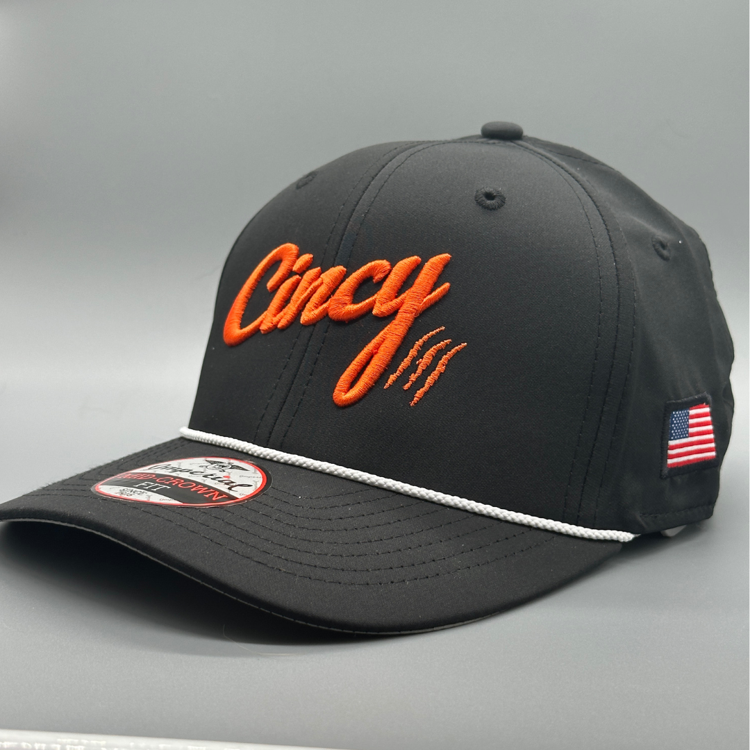 The Luke Combs - Mid-Crown Rope Hat - Black w/ Orange Logo