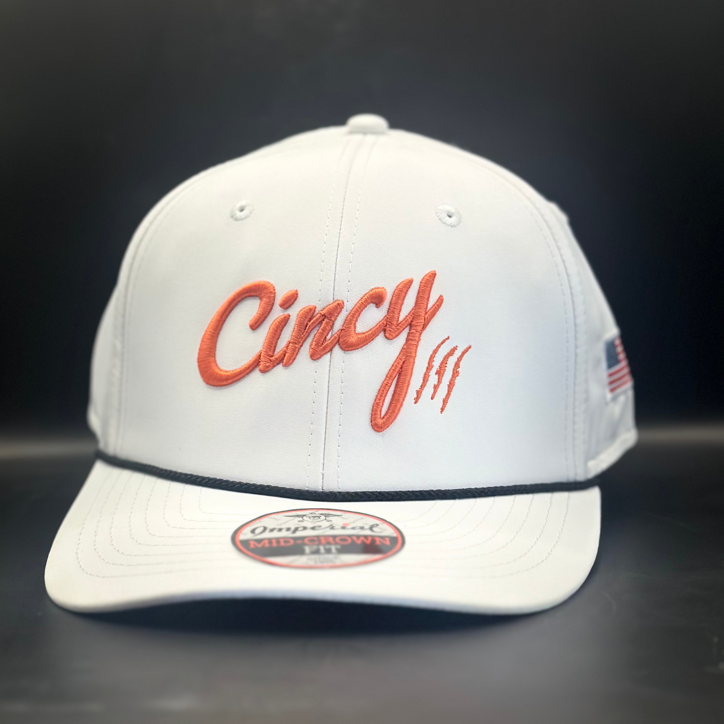 Mid-Crown Rope Hat - White w/ Orange Logo