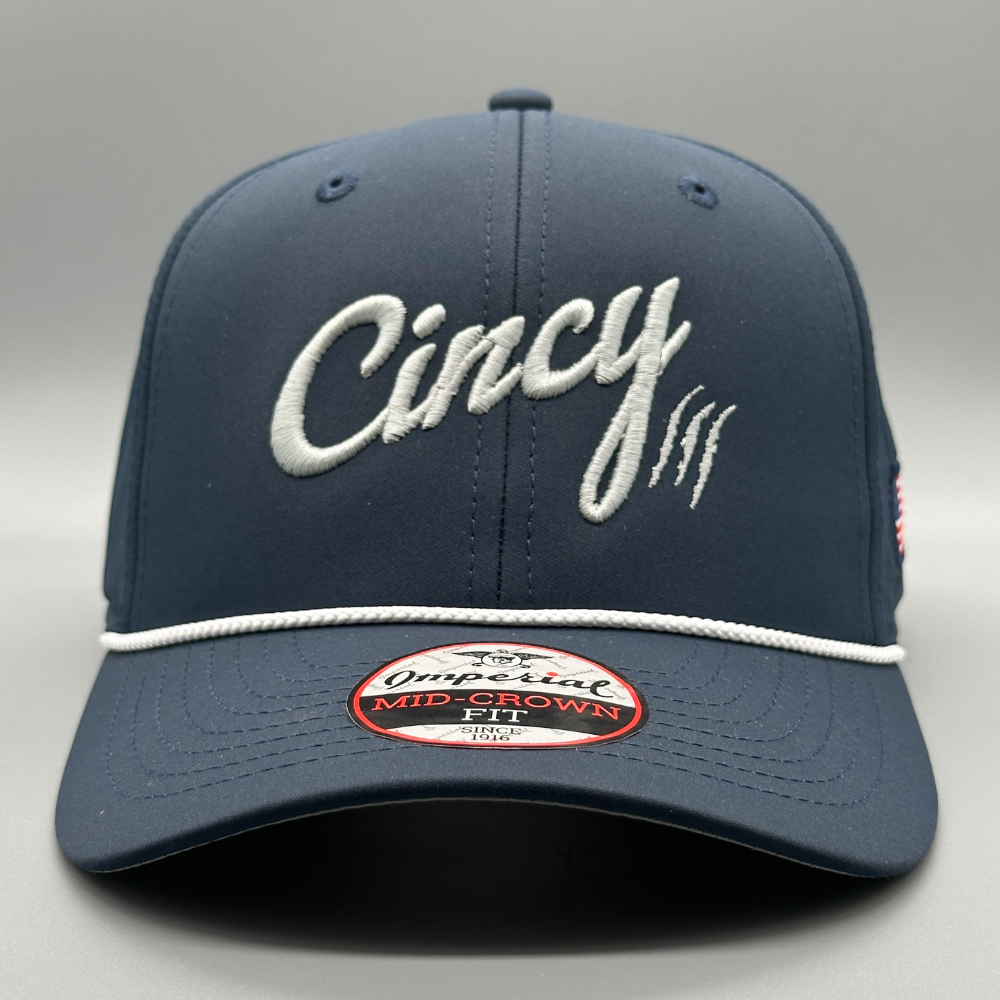 Mid-Crown Rope Hat - Navy w/ Silver Logo
