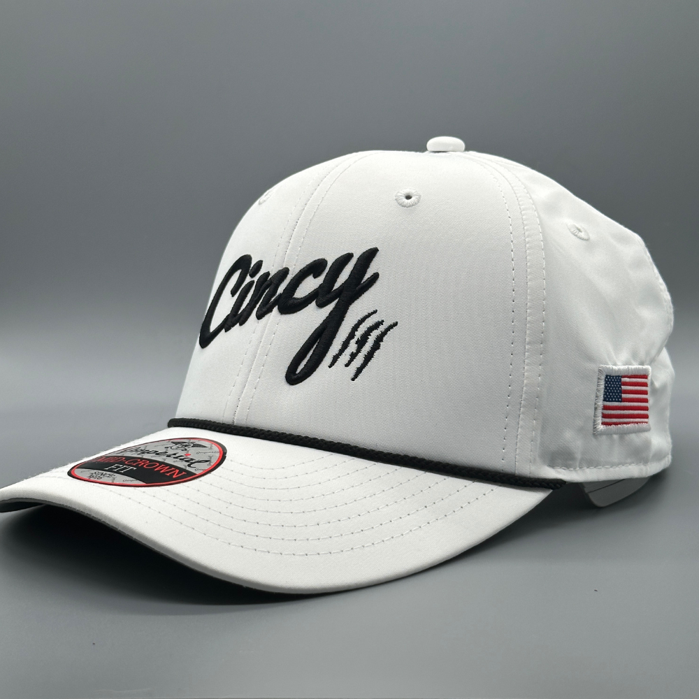 Mid-Crown Rope Hat - White w/ Black Logo