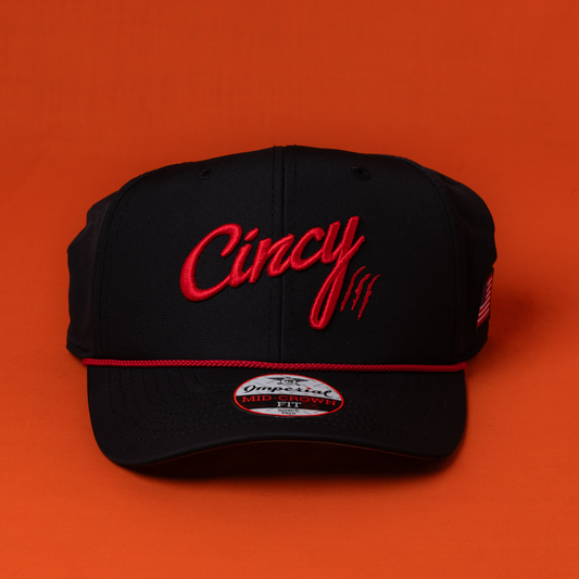 The Luke Combs Hat - Black and Red Mid Crown Rope Hat