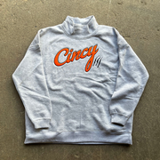 The Cincy Mock Neck - Grey w/ Orange Felt Logo