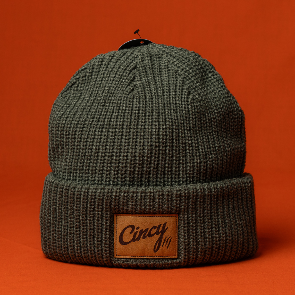 Olive Knit Beanie - Cincy Patch