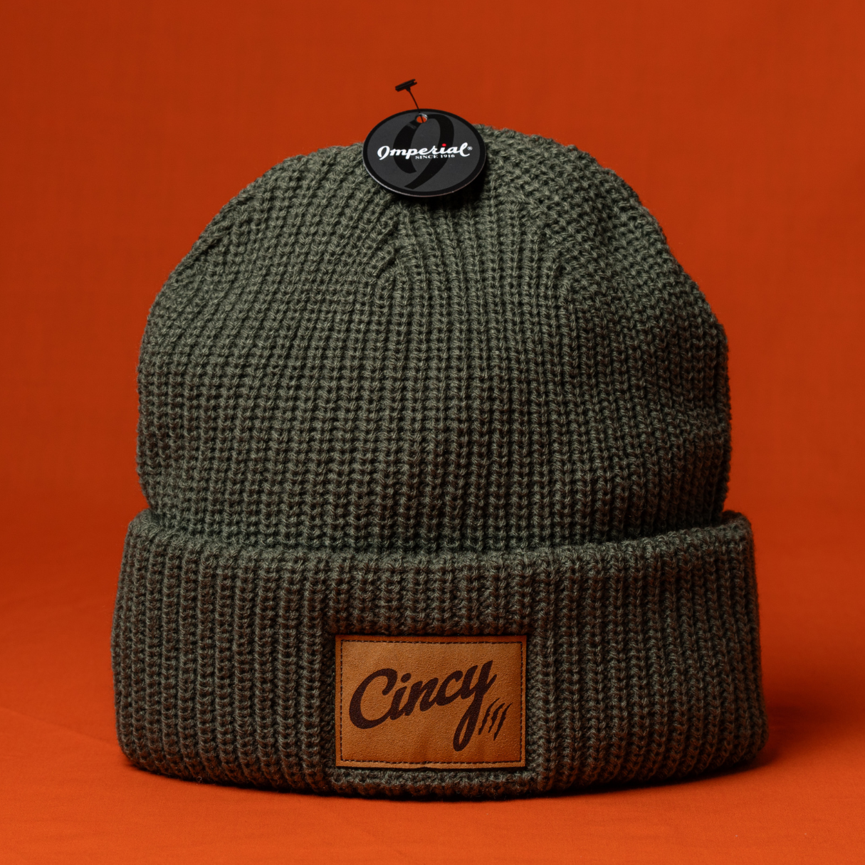 Olive Knit Beanie - Cincy Patch