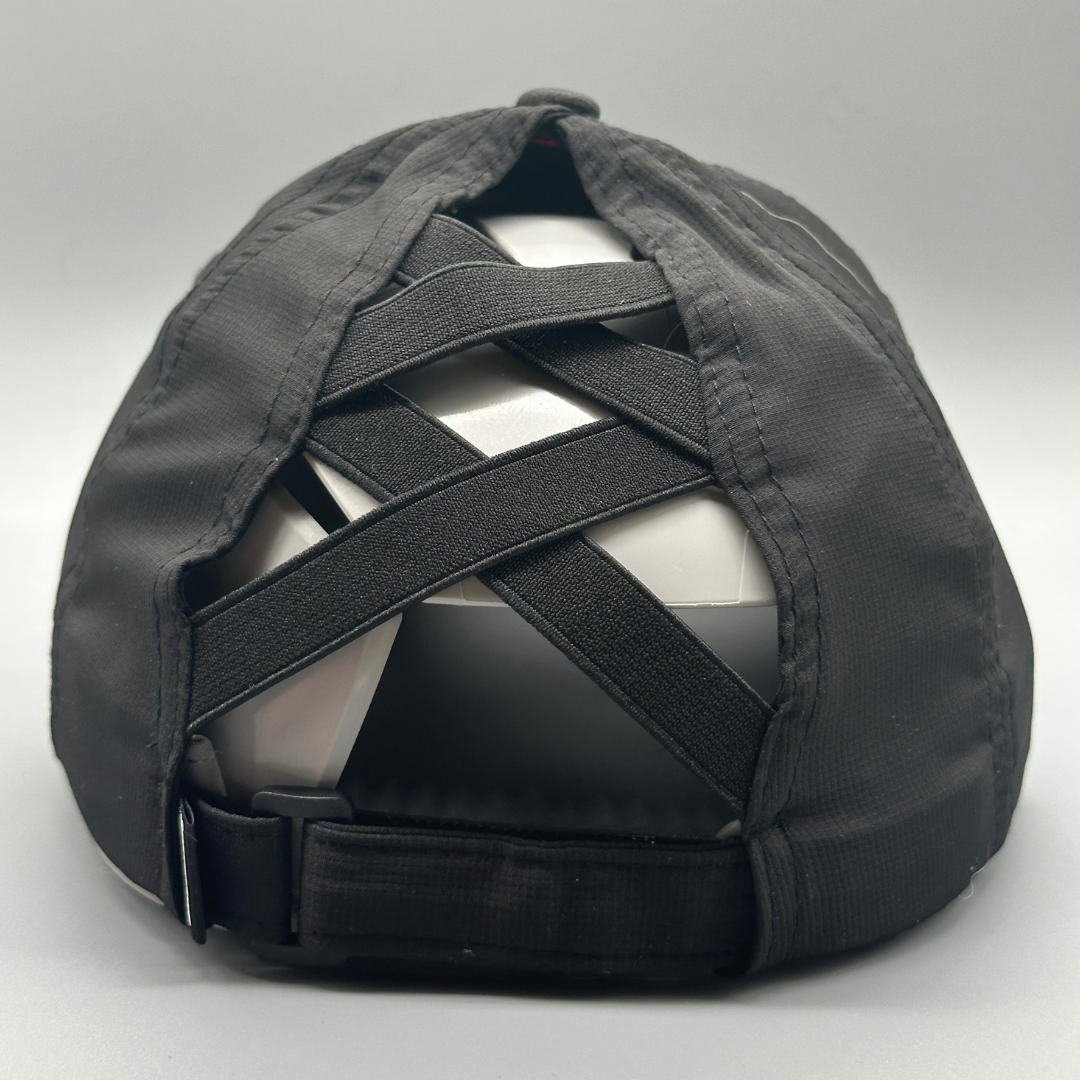 Ponytail Hat - Black w/ Orange Logo