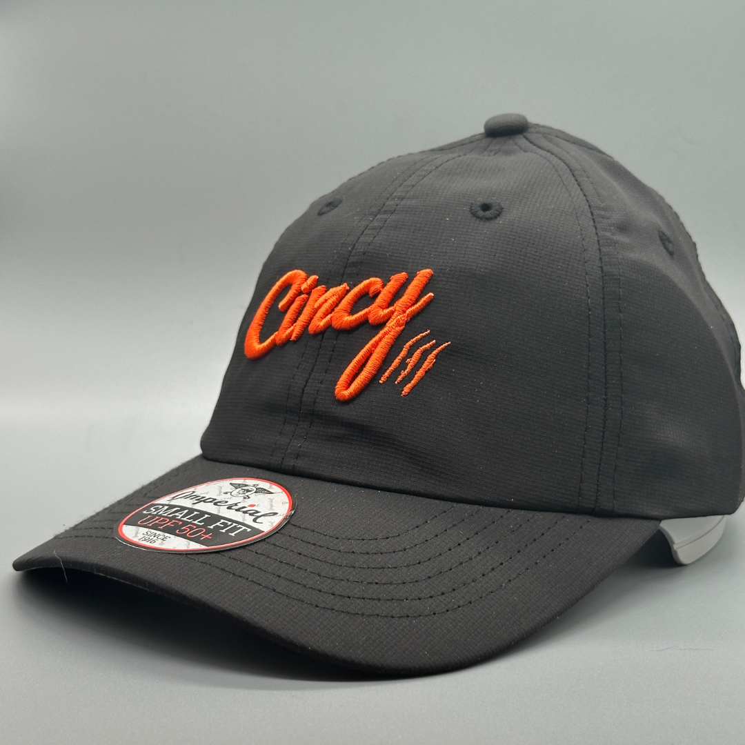 Ponytail Hat - Black w/ Orange Logo
