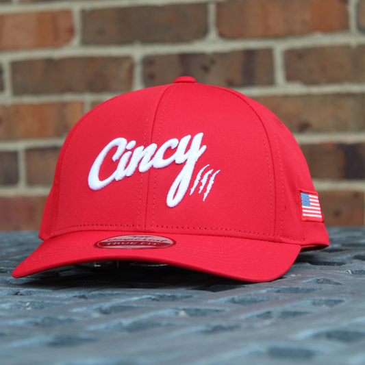 Mid-Crown Baseball Cap - Red Hat with White Logo