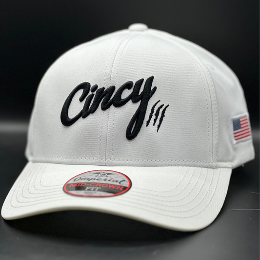 Mid-Crown Cincy Hat - White / Black Logo