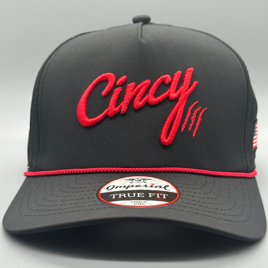 The Mariah - Black and Red 5 Panel Rope Hat