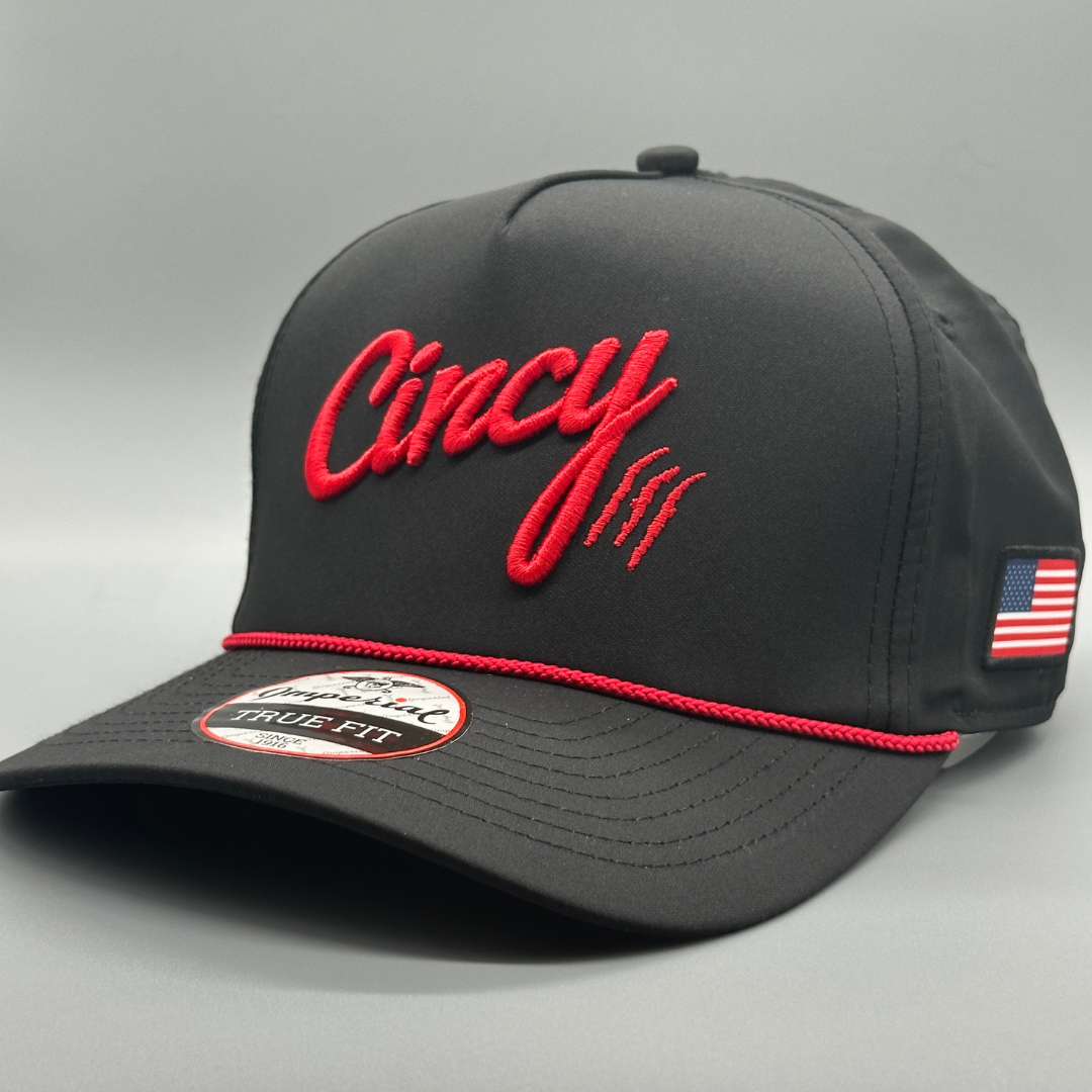 The Mariah - Black and Red 5 Panel Rope Hat