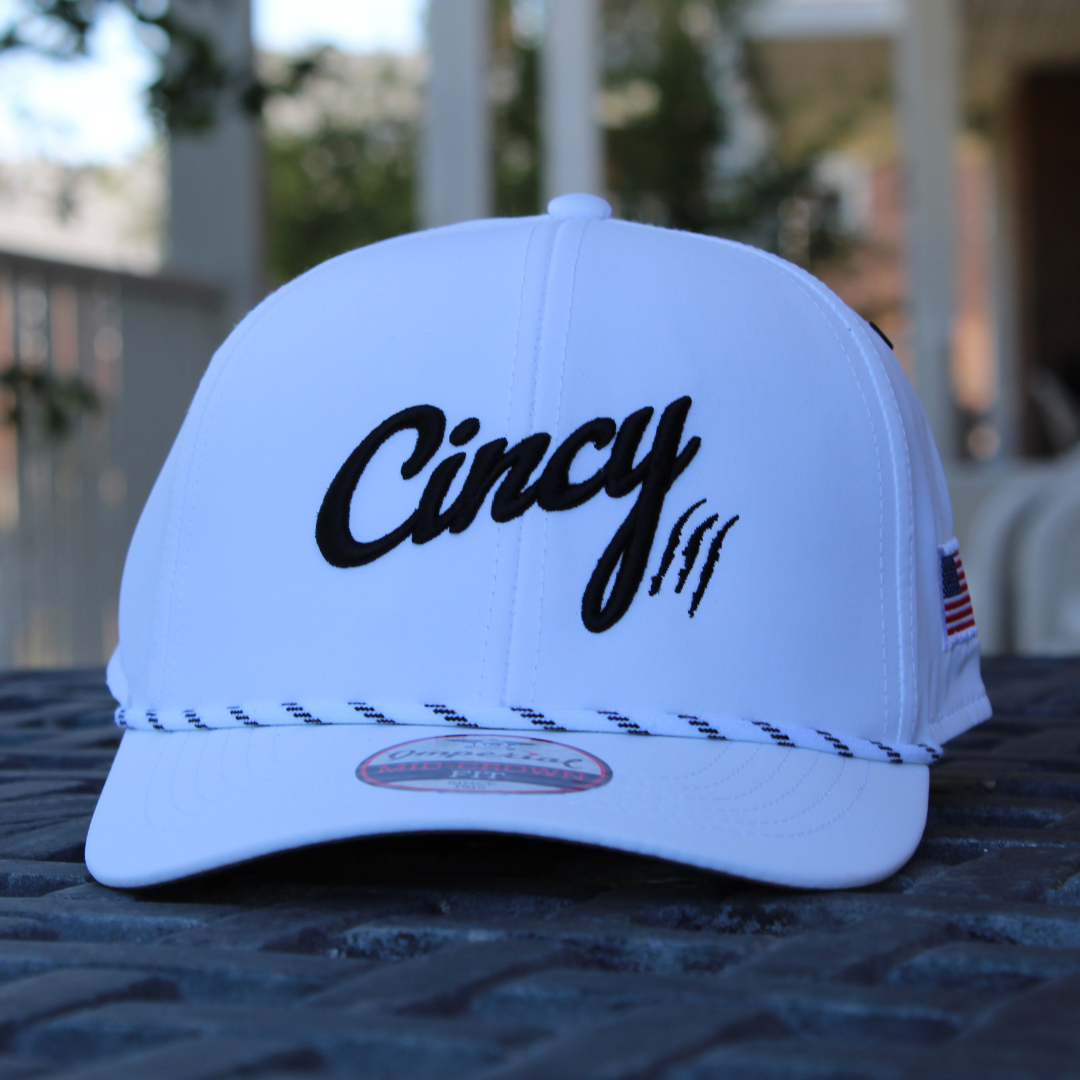 Mid-Crown w/ Rope - White w/ White and Black Rope