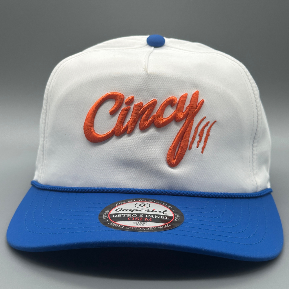 The Soft Rope Hat - White / Blue Two Tone - Orange Logo