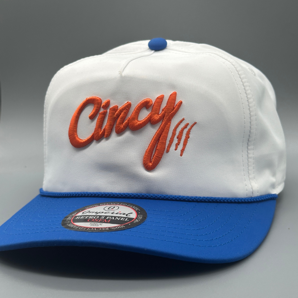 The Soft Rope Hat - White / Blue Two Tone - Orange Logo