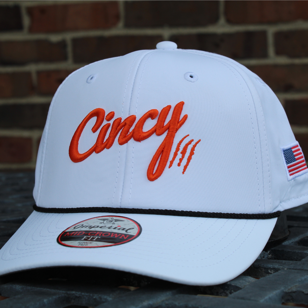 Mid-Crown Rope Hat - White w/ Orange Logo