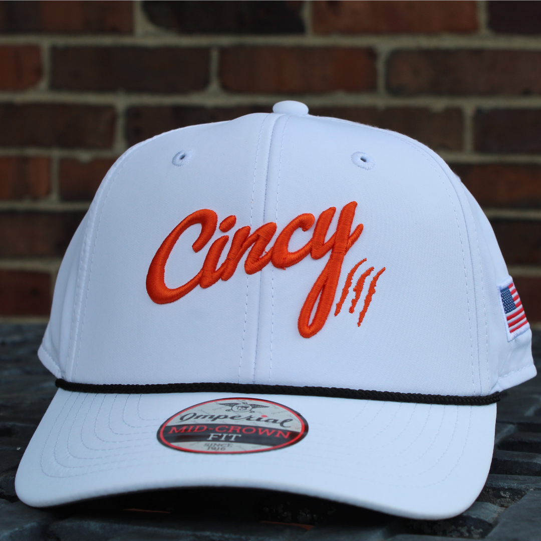 Mid-Crown Rope Hat - White w/ Orange Logo