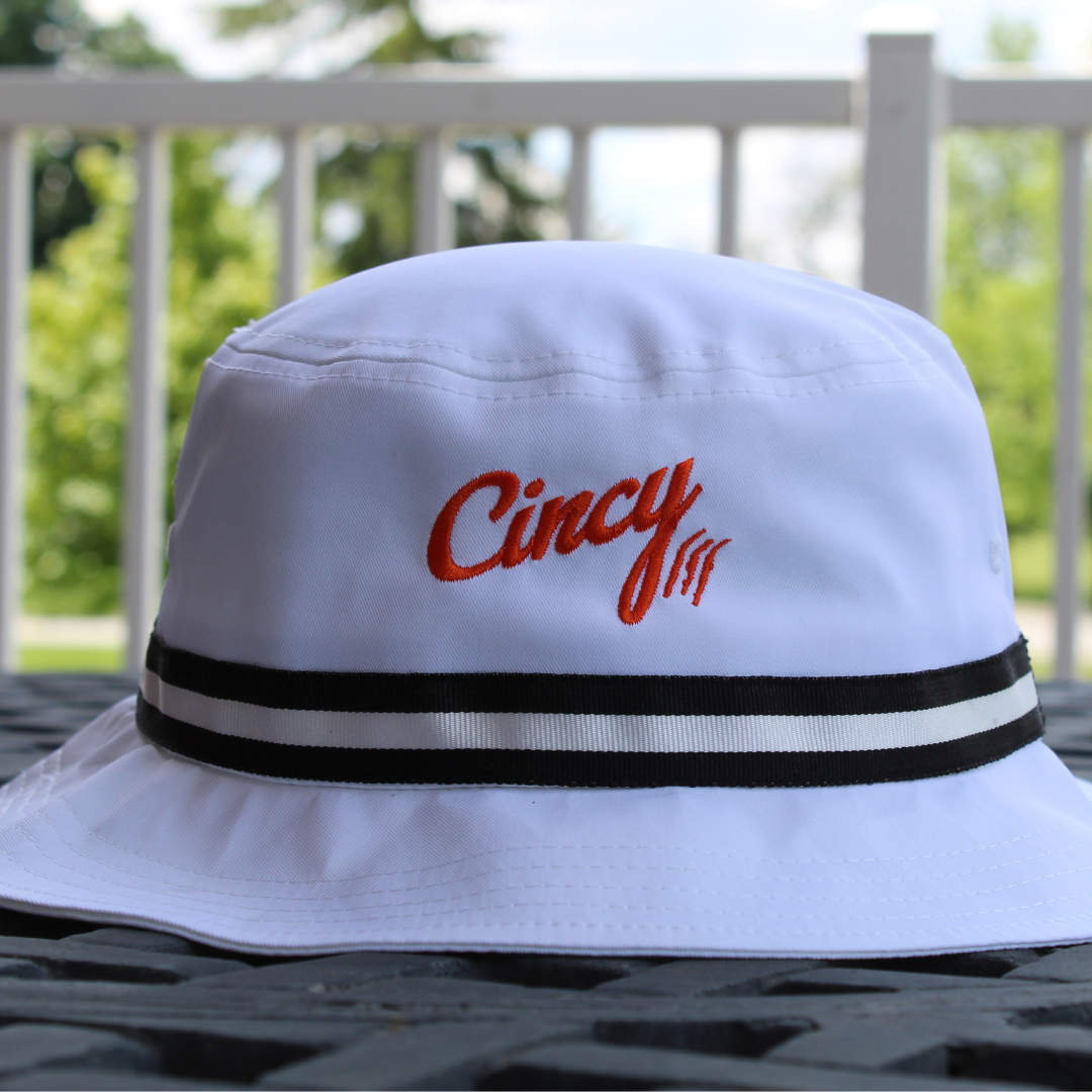 The Little Miami Bucket Hat - White w/ Orange Logo