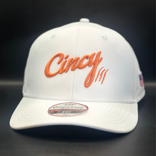 Performance Mid-Crown - White w/ Orange Logo