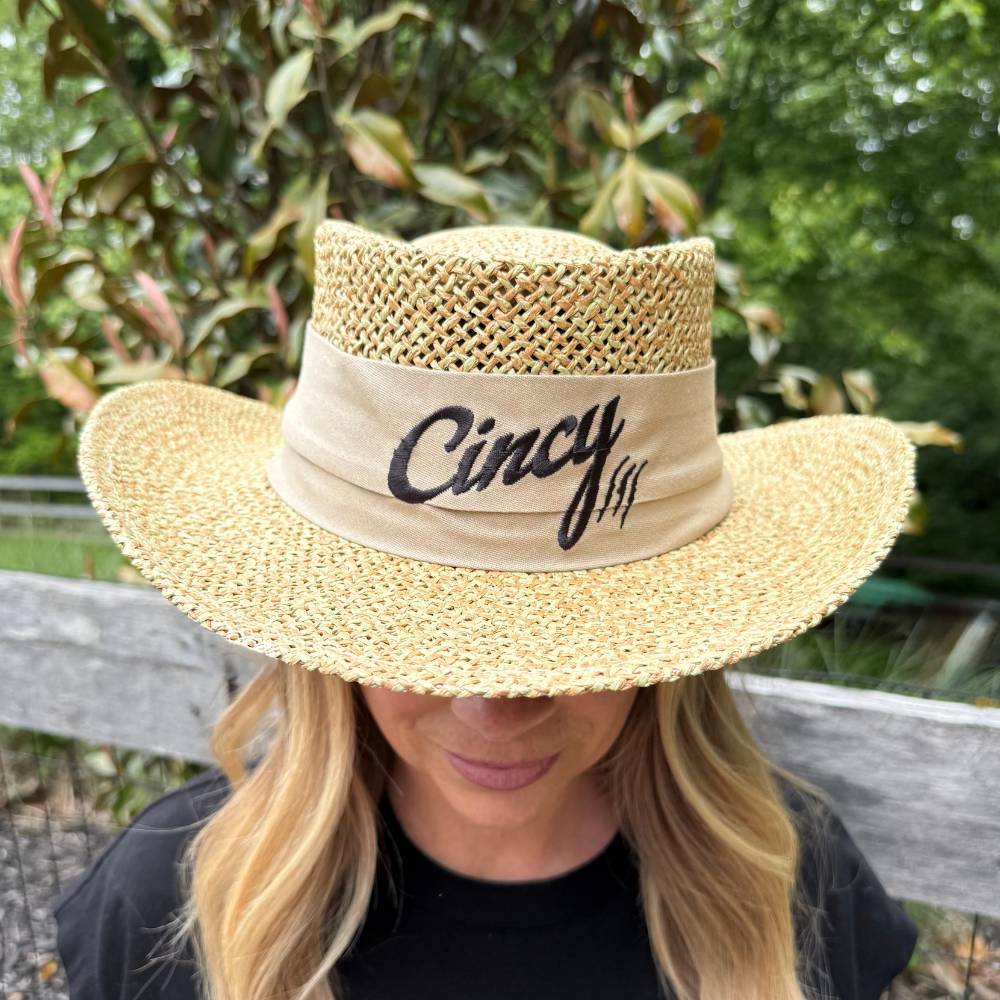 Structured Straw Golf Hat - Black Logo