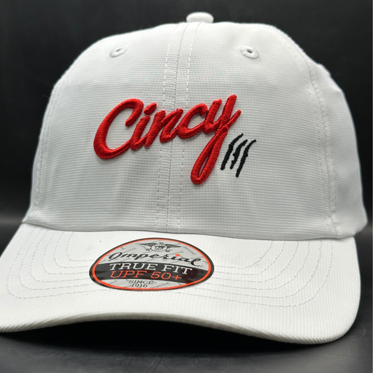 White Lightweight Dad Hat - Red / Black Logo