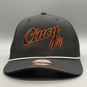 The Eclipse - XL Mid-Crown Rope Hat - Black and Orange