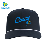 NewPath Mid-Crown Rope Hat Navy with White Rope front